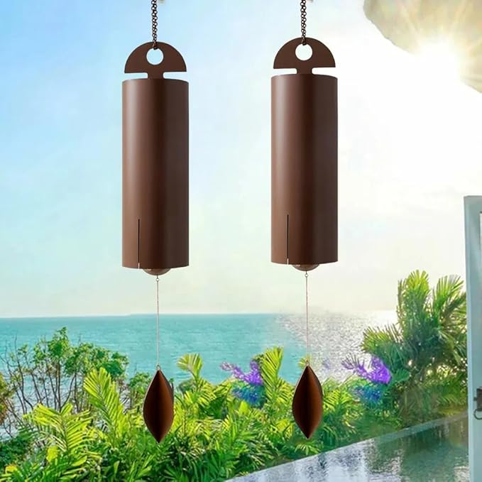 Outdoor Wind Chimes Heroic Windbell Antique Wind Bell, Deep Resonance Serenity Bell, Metal Cylinder Wind Chimes Windchime for Outdoor Garden, Patio, Porch Wind Bell, Deep Tone Sound (Brown)