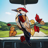 Red Woodpecker Acrylic Suncatcher Stained Glass Effect Window Car Hanging Christmas Ornament Indoor Outdoor Decor Garden Sun Catcher Panel for Acrylic Suncatcher Lover for Women Mom Grandma