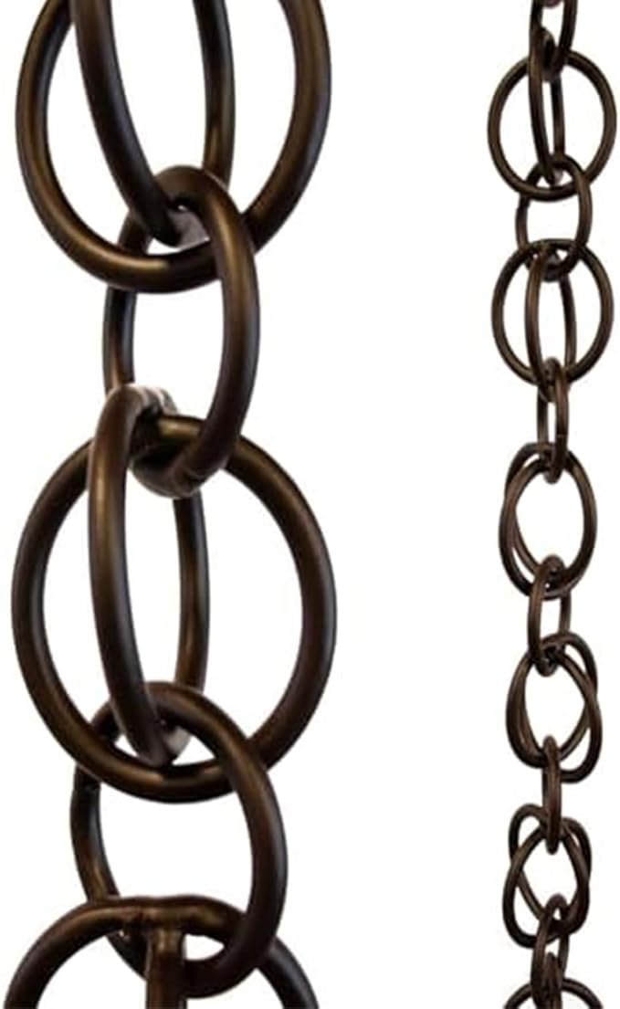 Rain Chains for Gutters Downspouts Outside-Decorative Rain Chain Metal Cups,Adjustable Hanging Rain Hutter Chain,Replacement for Downspout,Vintage Copper Rain Catcher coffeebrown-3m(10ft)