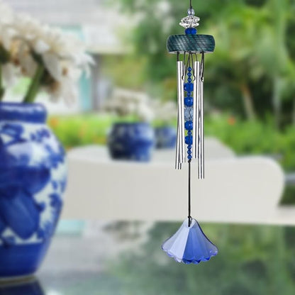 Woodstock Chimes Signature Collection, Gem Drop Chime, 10'' Sapphire Décor Designs - Small Chimes Wind Chimes for Outdoor, Patio, Home or Garden Décor (GEMSA)