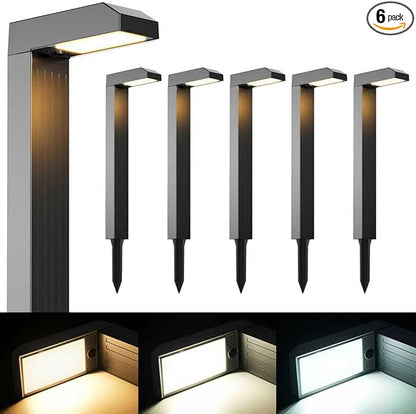 COXSENI Solar Pathway Lights Outdoor 6 Pack, 3 Color in 1 Bright Landscape Lighting with Cool/Warm/Daylight White Modes, Auto On/Off, IP65 Waterproof for Yard Garden Patio Walkway Sidewalk Lawn Decor