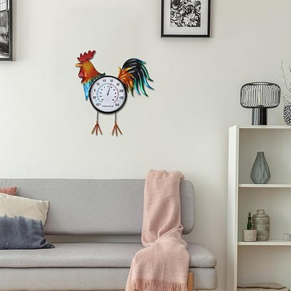VEWOGARDEN Decorative Rooster Outdoor Thermometer Waterproof Metal Indoor Outdoor Thermometer for Patio, Garden, Backyard & Indoor Home Décor