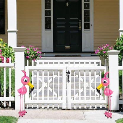 20'' Tall Flamingo Garden Statue, Whimsical Flamingo Metal Garden Decor, Pink Flamingos Bird Yard Art for Yard Porch Patio Decor