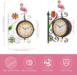 Flamingo Vintage Double Sided Wall Clock with Metal Frame Antique Wall Clock for Outdoor Decorative Art Decor for Living Room Restaurants Office Kitchen Silent Watches & 360 Degree Rotate