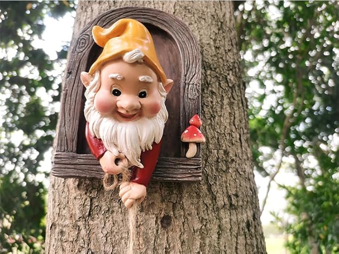 Climbing Gnomes Tree Decor - Cute Gnome Garden Statue Art Resin Dwarf Sculpture for Yard Outdoor Decoration Ornaments