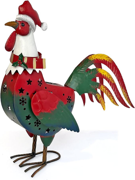 LIFFY Metal Rooster Yard Decor,18" Metal Chicken Outdoor Decor with Solar Light,Garden Rooster Statues for Outside,Patio Decorative Ornaments for Home Backyard Landscape