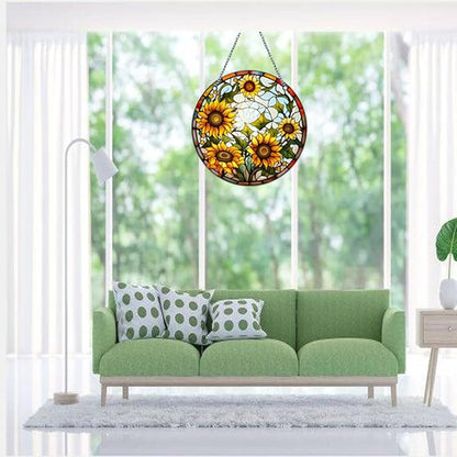 5.9'' Sunflower Acrylic Window Hanging Flower Indoor Decor Stained Panel Hangings Wall Art Decor Gift for Daughter,Mom,Grandma (Style B)