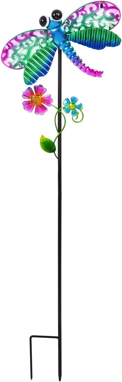 Evergreen Garden 36" H Secret Solar Garden Stakes, Dragonfly Outdoor Décor for Your Lawn and Garden