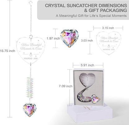 Engagement Gifts for Couples 2026, Wedding Gifts，Crystal Suncatcher for Newly Engaged, Hanging Crystal Gift Ornament, Congratulations Decorations for Friends Just Engaged