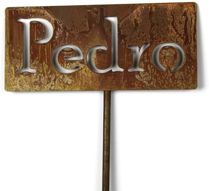 Classic Metal Garden Markers Clearance Items 20 to 33 Inches Tall (Pedro, Naturally Rusted)
