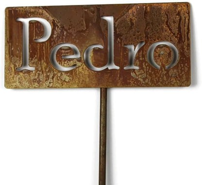 Classic Metal Garden Markers Clearance Items 20 to 33 Inches Tall (Pedro, Naturally Rusted)
