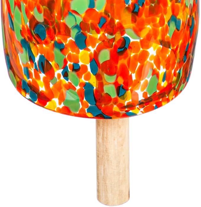 Evergreen Garden Colorful Art Glass Wind Chime | Orange Amber| Solid Wood Striker | Natural Deep Tone | 8 Inches Tall | Beautiful Gift for Patio, Garden, Outdoor Home Decor