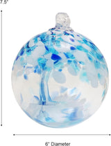 Dale Tiffany Hand Blown Glass, 6" Diameter Aqua, Tree of Life Collection, Witch Globe Hanging Garden Indoor/Outdoor Decorative Ornament Gazing Ball