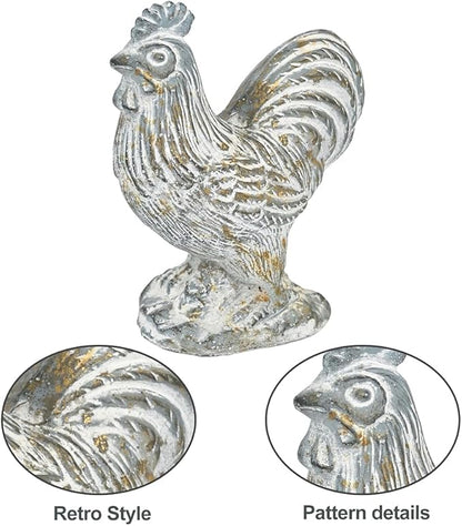 Rooster Statue Chicken Figurine Cement Rooster Figurine Figurines Artwork for Outdoor, Backyard, Patio and Home Kitchen Decoration