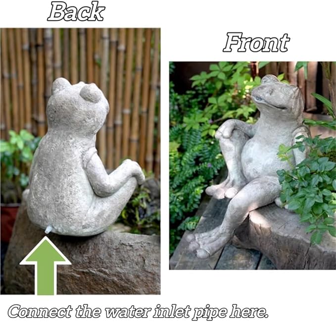 Whimsical Animal Pond Spitter, Outdoor Water Fountain with Pump and Hose, Antique Style Garden Water Fountain for Patio, Yard, Pond and Indoor Decor(X-Large)