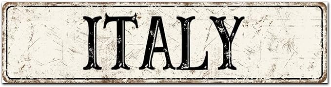 Madcolitote Vintage Italy Wood Sign Italy Street Signs Customized Rustic Wooden Wall Art Farmhouse Wall Decor Kitchen Wall Hanger Retro Decoration Sign Housewarming Gift 6x24in