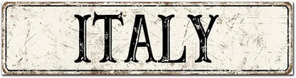 Madcolitote Vintage Italy Wood Sign Italy Street Signs Customized Rustic Wooden Wall Art Farmhouse Wall Decor Kitchen Wall Hanger Retro Decoration Sign Housewarming Gift 6x24in