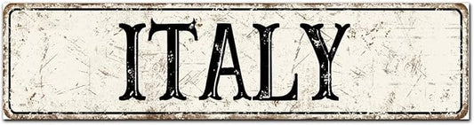 Madcolitote Vintage Italy Wood Sign Italy Street Signs Customized Rustic Wooden Wall Art Farmhouse Wall Decor Kitchen Wall Hanger Retro Decoration Sign Housewarming Gift 6x24in