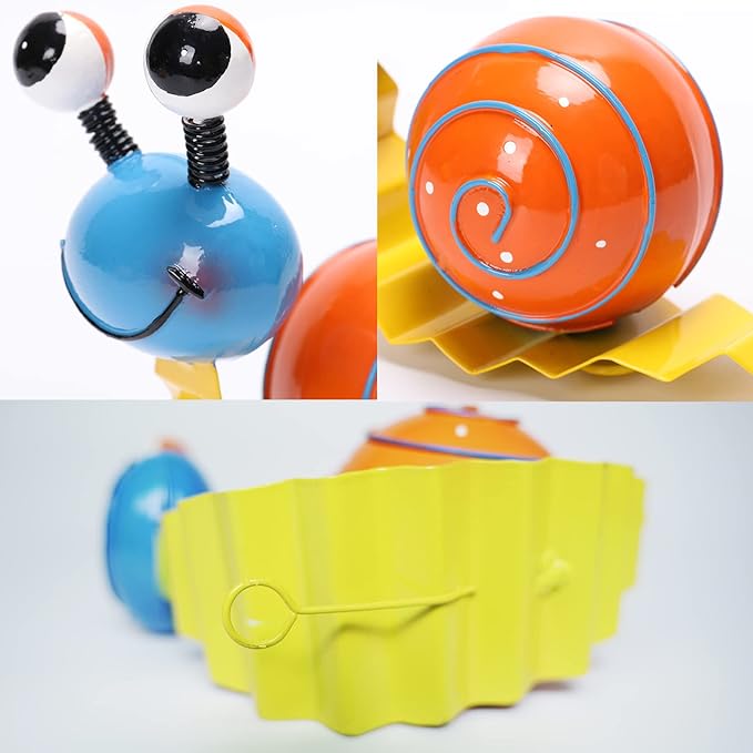 Cruis Cuka Metal Yard Art Cute Snails Garden Decor for Outside Lawn Ornaments Patio Outdoor Decorations - Set of 4(Yellow,Orange,Green,Red)