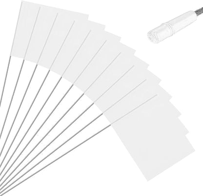 M METERXITY 10-Pack Blank Marking Flags, 15x5.1x4 Inch Waterproof Yard Flags Marking for Lawn/Garden/Irrigation/Landscape/Sprinkler/Survey/Dog Training/DIY [White]