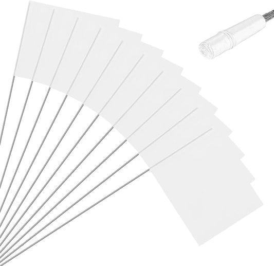 M METERXITY 10-Pack Blank Marking Flags, 15x5.1x4 Inch Waterproof Yard Flags Marking for Lawn/Garden/Irrigation/Landscape/Sprinkler/Survey/Dog Training/DIY [White]