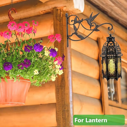 Plant Hanger Brackets Wall Mounted Cast Iron Metal Wrought Plants Hangers Hanging Decorative Hummingbird Hooks Holder for Indoor Outdoor Flower Basket Pot Planter, Bird Feeder, Wind Chimes Lantern