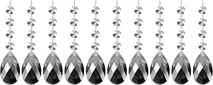 PATIKIL Teardrop Crystal Chandelier Pendants Beads, 10 Pack 125mm Length 38mm Chandelier Prisms Parts Ornaments Hanging Beads for DIY Arts Crafts Decoration, Electroplating Gray
