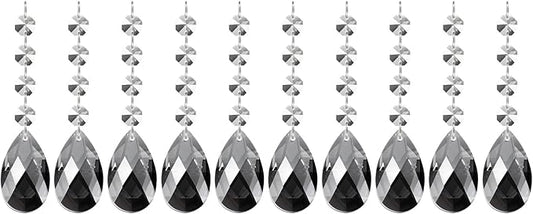 PATIKIL Teardrop Crystal Chandelier Pendants Beads, 10 Pack 125mm Length 38mm Chandelier Prisms Parts Ornaments Hanging Beads for DIY Arts Crafts Decoration, Electroplating Gray