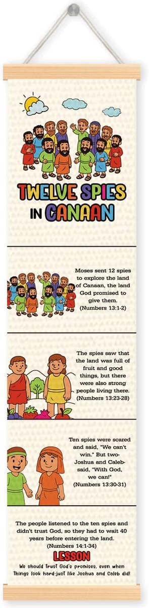 Twelve spies in Canaan Banner, Church Banner, Christian Rustic Hanging Door Flag, Farmhouse Decorations Outdoor Indoor, Church Activity Decor, Bible Lesson, Scripture and Words Decorations