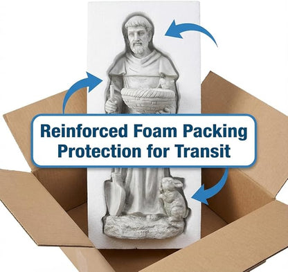 St Francis Garden Yard Decor Statues 28.74 Inch Saint Francis of Assisi Catholic Christian Lawn Patio Outdoor Sculptures Magnesium Oxide Stone Art Decorations，Dark Grey