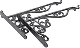 Sungmor Decorative Cast Iron Hanging Bracket - 15.6" Thickened Outdoor Metal Plant Hangers, Vintage Scroll Design for Signs, Planters, Lanterns, Bird Feeders - 2 Pack Heavy Duty Wall Hooks, Black