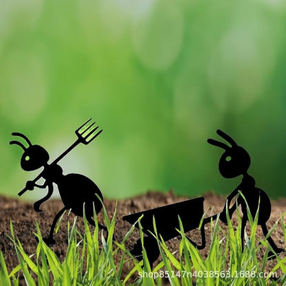 Metal Cute Alien Garden Metal Stakes,Hollow Garden Animal Ant Garden Stake Accessories and Lawn Ornaments Gardening Stakes for Decoration (Ant A)