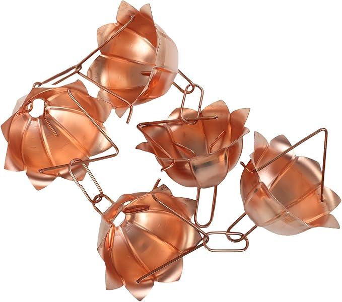 Rain Chain 1m Length 5 Petal Cups Rainwater Drainage Copper Rain Catcher Chain for Gutter