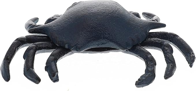 Top Brass Blue Crab Key Hider Figurine - Cast Iron with Secret Compartment - Indoor Trinket Box/Outdoor Garden Statue