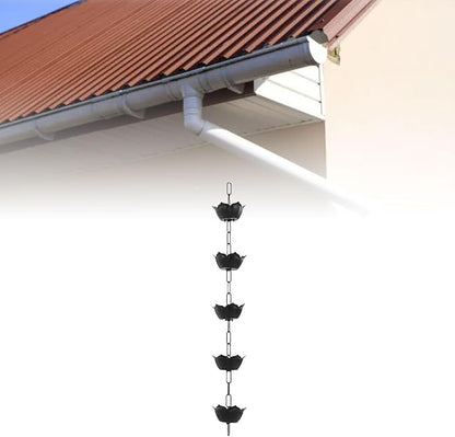 Sanpyl Rain Chain, 3.28ft Aluminum Alloy Decorative Rain Catcher Chain for Gutters Outside, Rain Gutter Replacement Downspout, for Divert Water and Home Display