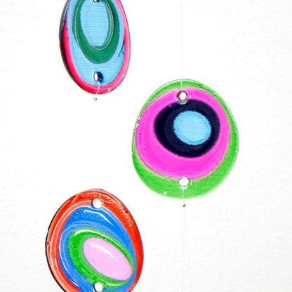 Bits and Pieces - Beautiful Fused Hanging Glass Garden Art - Colorful Window Suncatcher and Wind Chimes
