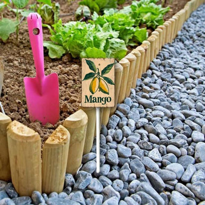 Uptell Vintage Aluminum Mango Fruit Signs Yard Sign with Stake for Garden Fruit Garden Label Stakes Plant Markers for Outdoor Plants Waterproof 7x8.8 inch
