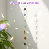 Thyle Healing Crystal Wind Chimes for Outside Window 7 Chakra Hanging Crystal Sun Catchers for Easter Indoor Outdoor Home Wall Decor Birthday Gifts(Amethyst Style)