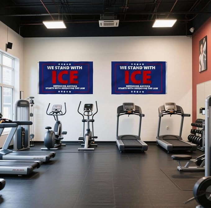 We Stand With Ice Flag 6X10Ft, Double Sided 3Ply, Defending America Starts With Defending The Law Flags,CIty Banner, Men Women Banner,Vibrant Colors, Double Stitched with 2 Brass Grommets, Bar Garden Street Decoration, GYM, Office Decor,Indoor Outdoor ...