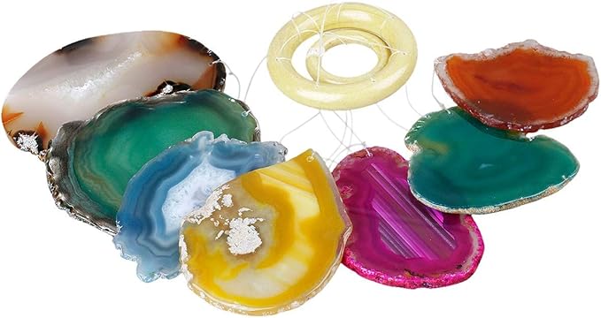 rockcloud Agate Slices Geode Wind Chime Home Garden Decoration Figurine Large Size