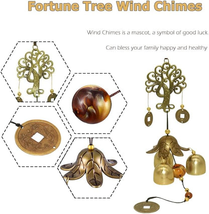 Hooshing Wind Chimes Outdoor Fortune Tree Metal Bells Feng Shui WindChimes for Lucky Home Garden Patio Yard Hanging Decor Gift