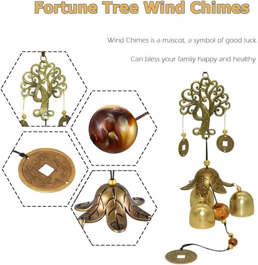 Hooshing Wind Chimes Outdoor Fortune Tree Metal Bells Feng Shui WindChimes for Lucky Home Garden Patio Yard Hanging Decor Gift