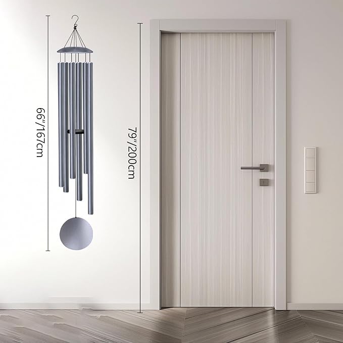 66" Wind Chimes for Outside Deep Tone - 6 Thicken Tubes Large Wind Chimes for Outdoor, Gifts for Valentines Day, Women, Mom, Grandma, Sympathy, Big Windchimes for Garden and Patio (Dusty Blue)