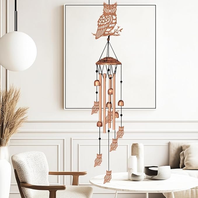 Large Aluminium Wind Chimes 33" Outdoor Deep Tone Memorial Wind Chime with Owl Wind Catcher, Sympathy for Loss of Loved Mom Father,Metal Wind Chimes for Garden Patio Balcony Home Decor
