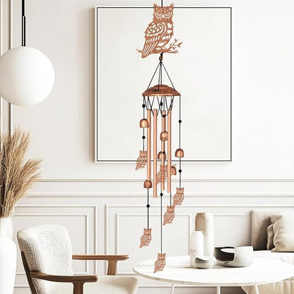 Large Aluminium Wind Chimes 33" Outdoor Deep Tone Memorial Wind Chime with Owl Wind Catcher, Sympathy for Loss of Loved Mom Father,Metal Wind Chimes for Garden Patio Balcony Home Decor