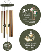 Personalized Sympathy Wind Chimes, Memory Gifts, Deep Tone Custom Name Wind Chime for Loss of Loved Dad/Mom, Expresses Sympathy, Comfort, Remembrance, Product in USA