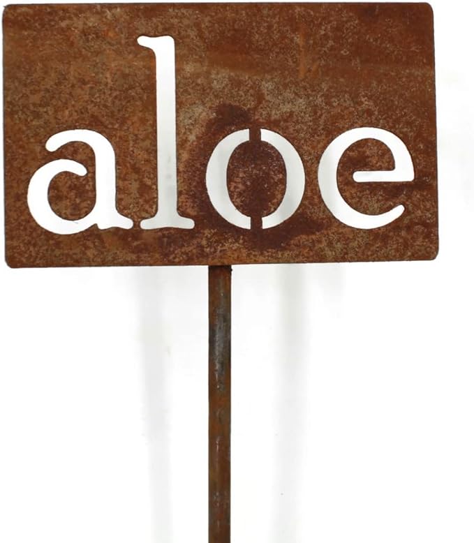 Classic Metal Garden Markers 19 Inches Tall (aloe, Naturally Rusted)