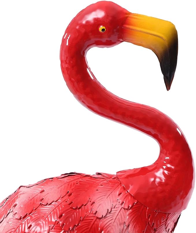 Flamingo Ornament,Flamingo Garden Statues and Sculptures,Metal Birds Yard Art Outdoor Statue, Red Pink Flamingo Lawn Ornaments for Home, Patio, Backyard Decor (2)