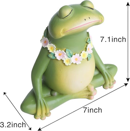 Yoga Frog Garden Decor for Outdoor Yard Decor - 7" Hand-Painted Resin Frog Outdoor Gifts, Frog Garden Statue Decorations for Patio,Yard,Lawn