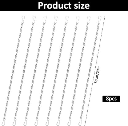 8 Pcs 20 Inch Window Hanging Chain for Stained Glass, 304 Stainless Steel Picture Hanging Chain with Hooks Decorative Chains for Hanging Suncatcher Crystals Window Art Outdoor Walls Gardens Kitchens